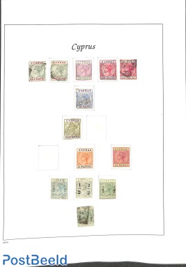 2 Pages with Queen Victoria stamps o/*,  Cyprus