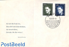 Bertolt Brecht 2v, FDC, with wrong name: Bertold (folded cover)