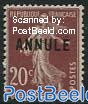 20c, ANNULE, Stamp out of set