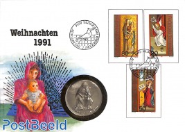 Coin letter, christmas with stamps+token
