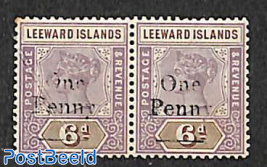 Pair of 2 stamps, O from One narrow and wide