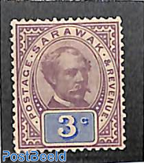 Sarawak, 3c, Stamp out of set