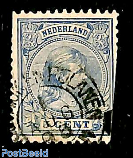 Kleinrond HOUTRIJK EN POLANEN on NVPH No. 35, damaged stamp
