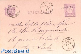POstcard from ENUMATIL (naamstempel) via ZUIDHORN, GRONINGEN to DE LEEK