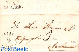 Folding letter from AMERONGEN via TIEL to Arnhem