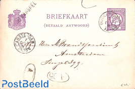 Postcard with kleinrond and langstempel OUD KARSPEL