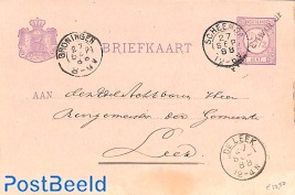 Postcard from FINSTERWOLDE (naamstempel) to LEEK (kleinrond SCHEEMDA, DE LEEK)