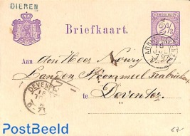 Postcard from DIEREN (railw: ARNH-OLDENZ) to Deventer