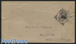 letter with overprinted stamp to french St. Martin