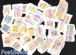 Lot fiscal stamps on paper