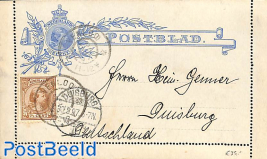 ''Postblad'' postcard' to Duisburg 