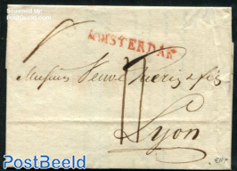 Folding letter from Amsterdam to Lyon