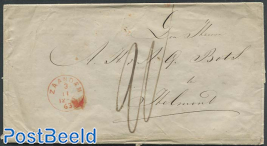 Folding letter from Zaandam with a Zaandam mark from 1863