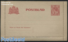 Card letter (Postblad), 5c, new coat of arms