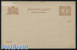 Reply Paid Postcard 2+2c, greyish cardboard