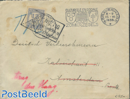 Envelope to Amsterdam returned to The Hague, postage due 2x12 cent