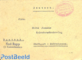 Gebühr bezahlt letter from KAISERSLAUTERN to Stuttgart