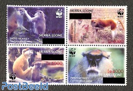 WWF, monkeys overprints 4v