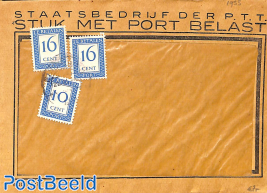 Envelope from Holland, postage due 10c,2x16c