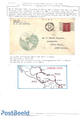 Airmail cover Suriname, page of an exhibition collection