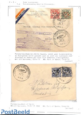 Airmail covers Suriname, page of an exhibition collection