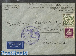Airmail cover Paramaribo-Curacao (returned to Paramaribo)