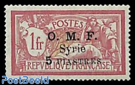 5p on 1fr, Stamp out of set