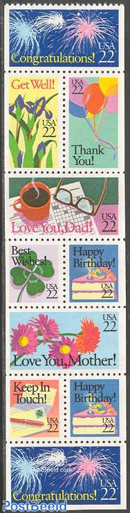 Greeting stamps booklet pane