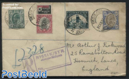 Registered letter from Johannesburg (Rissik Str) to England