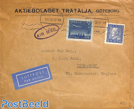Airmail letter from Göteborg to Timperley