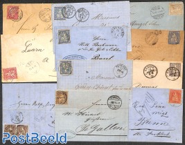Lot with 11 covers with 'Sitting Helvetia' stamps