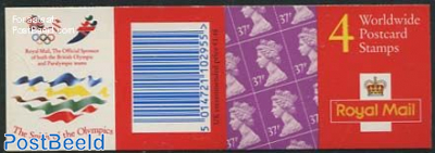 Definitives booklet, For worldwide postcards, The Spirit of the Olympics on the back