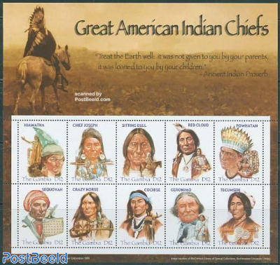 Great American Indian Chiefs 10v m/s