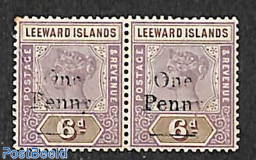 Pair of 2 stamps, O from One narrow and wide