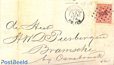 folding memorandum from Veendam to Bramsche, both postmarks added 