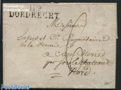 Folding letter from Dordrecht to Sars Poterie (F)