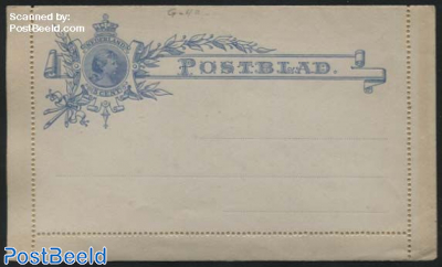 Card letter (Postblad) 5c ultramarin (140x168mm), perforation to top
