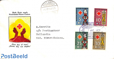 Red cross 4v FDC with typed address