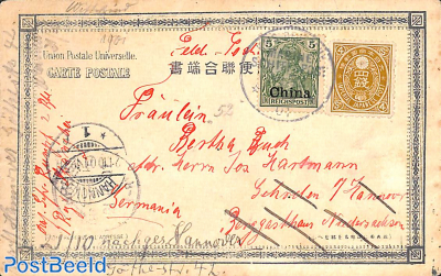 German Post China, Postcard to Hannover
