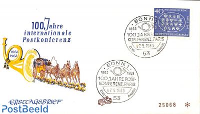 Postal conference of 1863 1v, FDC