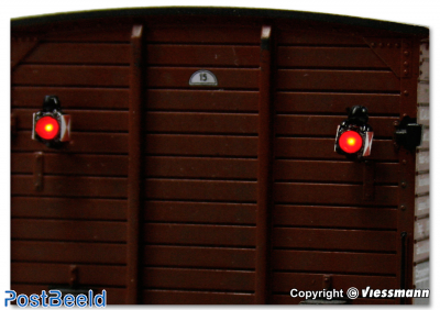 H0 Train rear lanterns with LED, 2 pieces